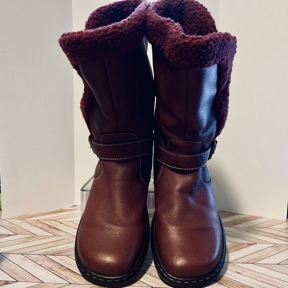 Dr. Martens Brielle Sheepskin Rigger Boots M 8 W 9 Cherry Red Faux Fur Lined - Picture 2 of 9